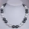 Ręcznie wiązany naszyjnik naturalny czarny biały biała skorupa Pearl Swet łańcuch okrągła perła 18 -calowa