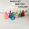 Hookah Shisha Set Smoking Pipes Recycler Glass Bong Dab Rig Water Bubbler Pipe Small 8 Colors Gourd Percolater Bongs with 14mm Clear Oil Bowl Smoking Accessories