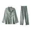 Wear s Designer for Nightwear Hauts à manches longues Pantalons Thin Ice Silk Pyjamas Men Sleepwear Set 220720