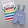 Giyim Setleri Bibicola Bebek Erkek Giysileri Set Resmi Takım Yaz Moda Ekose T-Shirt Askı Pantolonu Boysclothing için Kıyafetler