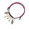 Anklets Red Rope Tassel Style Anklet voetketen met bloemkristallen kraal voor vrouwen vintage strand verstelbare sieraden accessoires Marc22