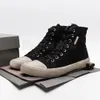 Paris High Top Sneaker canvas schoenen zwart vernietigd katoen wit rubber 2022 Nieuwe klassieke vintage distressed mule gebreide wassen oud effect gevulkaniseerde sole halve slippers