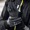 Gants de cyclisme Santic hommes résistant au froid noir Gel respirant doigt complet avec fonction tactile antichoc garder au chaud gants de vélo de SportCyclisme