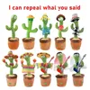 Dancing Cactus Repeat Talking Toy Electronic Plush Toys Can Sing Record Lighten Battery USB Laddning Early Education Funny Gift 220817