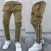 Hip Hop Men's Casual Pants European Large Straight Reflective Multi-pocket Cargo Sports 220325