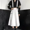 Houzhou Gothic Long Spódnica Kobiety Mall Goth Punk Chain Kieszonkowy Loose Strap Black High Waist Midi Grunge Harajuku Streetwear 220317