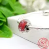 925 Silver Fit Pandora Charm 925 Bracelet Colorful Murano Glass Beads Glass Ripple Charms مجموعة قلادة DIY غرامة حبات المجوهرات