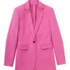 Tangada Women Fashion One Button Office Lady Suit Blazer Coat Vintage Long Sleeve Flap Pockets Female Outerwear 3H136 220727