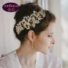 Gouden dubbele uiteinde insteekkam Diamant Tiara Barok Kristal Bruidshoofddeksels Kroon Strass met Bruiloft Sieraden Haaraccessoire4710640