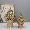 Wazony vintage ceramiczne złoto puste Ginger Ginger Jar Zabezpieczony wazon dekoracja domu uniwersalne ozdoby do przechowywania