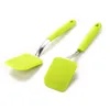 New Cooking Green Steak Non-stick Long Handle Fried Turners Shovel Silicone With Hole Kitchen Easy Clean Heat Resistant Utensils T200415