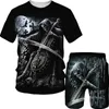 Zomer Mode Man Sets Schedel T-shirt Shorts Trainingspak 2 Delige Outfits 3D Cool Korte Mouw Blouse Herenkleding Streetwear 220726