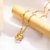 Anhänger Halsketten koreanische Mode Edelstahlschmuck für Frauen Halskette Gold Choker mit Strasssteinen Link