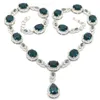 Chains 48x16mm Ravishing 50g Rich Blue Aquamarine London Topaz CZ Woman's Wedding Silver Necklace 19.5-20.5inchChains