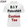 Cjlm verão 3d impressão masculina polo camisa masculina casual manga curta polo t camisa empresa personalizada caindo atacado 220608