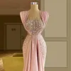 الوردي مثير A-line dresses bateau neck equins equins healques portrait portrait satin legant legant length high percist evening dresses virts girls virts