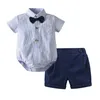 Top zomermode pasgeboren jongens formele kleding set katoen romper shorts baby gentleman pak kinderjongen sets 971 e3