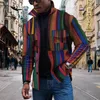 Men's Jackets Personality Colorful Stripes 3d Printing Lapel Button Top Jacket Men's Trend Short Windbreaker 22 Spring And Autumn Produc