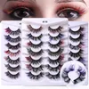 7 paires de faux cils de couleur bouclée Thcik ensemble doux vif réutilisable fait à la main multicouche 3D faux cils Extensions de cils entrecroisés en désordre maquillage