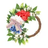 装飾的な花の花輪米国独立記念日花輪人工絹の花の装飾7月4日ラタンホームメモリアルオフィスガーランド花