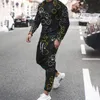 メンズトラックスーツ秋のトラックスーツ長袖Tシャツスウェットパンツマンストリートウェアヴィンテージスウェットシャツ特大の服2ピースセットマンズ