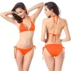 Tasarımcı Beach Thong Moda Mayo Bikini Set Avrupa ve Amerikan Mayo Kadın Şeker Düz Renk Seksi üç nokta bikini rahat hiçbir çelik yüzük sapan