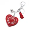 Keychains Heart Keychain Leather Tassel Gold Key Holder Metal Crystal Chain Keyring Charm Bag Auto Pendant Gift Wholesale Price Enek22