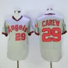 Возврат 1982 1985 Бейсбол Ретро 29 Rod Carew Jersey Men Vintage Цвет команды Черный Красный Белый Серый Все сшитые пуловеры Flexbase Cool Base Retire Высшее качество в продаже