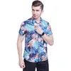 Camisetas masculinas camiseta masculina de camiseta masculina estilo havaiano de manga curta de lapela de lapela de peito de moda de moda respirável camisa masculina respirável
