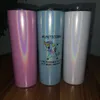 sublimering 20oz glitter skinny tumbler dubbelvägg glittrig slim tumbler med halmlock skimmer vatten tumblers