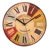 Horloges murales bois couleur horloge silencieuse sans tic-tac 9 pouces à piles ronde facile à lire pour la maison/bureau/cuisine mur