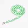 22 tum pärlhalsband för kvinnor vintage 10mm grön konstgjord pärlhals kedja