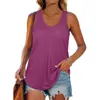 Womens Summer Tank Tops Round Neck Sleeveless Solid Color Casual Loose Fit Tee Shirts