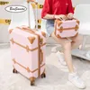 Beasumore sevimli kore haddeleme bagaj seti spinner kadınlar seyahat çantası bavul tekerlekleri şifre trolley inç retro bagaj üzerinde taşıma j220707