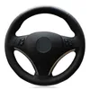 HandEmbroidered Black Synthetic Leather Car Steering Wheel Cover For Bmw M Sport 1 Series E87 E81 E82 E88 120i 130i 120d X1 E84 J220808