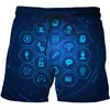 Överdimensionerad AI -teknik Illustration Series Casual 3D Print Men's Shorts Unisex Beach Short Boys Sweatpants Summer Male 220624