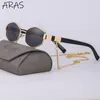 Hexágono retro de moda con cadena Sunglasse Gafas de sol de polígono único para gafas de marco pequeño femenino 220620