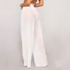 Durchsichtige Boho-Hose mit weitem Bein und hoher Taille für Damen, Strand, lange, lockere, durchsichtige Netzhose 220815