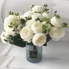 10pcs 30cm bouquet di fiori artificiali di peonia di seta rosa rosa 5 grandi teste e 4 gemme fiori finti economici per la decorazione domestica di nozze al coperto