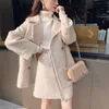 two piece set autumn winter set women moda mujer 2019 korean outfit ensemble femme 2 pieces jacket coat and a line skirt suits T200623