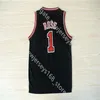 Mens sys 1 Derrick Rose Jersey broderi baskettröjor svartröd vit grön storlek S-2XL