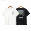 Designer moda rhudes camiseta 2022 Summer Summer manga cigarro quadrado array resumo camiseta impressa solta