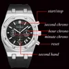 Digner New Fashion Men Rose Gold Watch All Dial Work Chrono Stopwatch Rubber Strap Diamond Iced Bezel Quartz Wristwatch