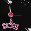 Body Arts Surgical Stainless Steel Navel Ring Sexy Letters Belly Button Rings Piercing Jewelry For Women Drop Deliver Topscissors Dhvus