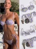 Seksowne trójkąt bikini set sznur bikinis patchwork strój kąpielowy push up kąt kąpielowy Kobiety mikro -stringi bikini plisowane kostiury 220615