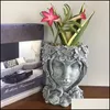 VASES HOME DECOR GARDEN NEWSTATUE女神植木鉢ヘッドガール成処理レトロ花瓶装飾プランターテーブルトップ樹脂ドロップ配信