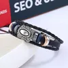 Charm Bilezikler Basit Örgülü Takı Erkekler İçin Deri Deri Bileklik Kaya Çok Katlı Dokunma Boncuk Kalkanı Oval Çiçek Accessories Charm