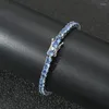 Link Chain 4MM Hip Hop Bling Iced Out Blue Cubic Zirconia Tennis Bracelets Women Men 1 Row CZ Jewelry Gold Silver Color Fawn22