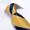 Papillon Moda Uomo Cravatta Luxury Yellow Blue Striped Paisley Plaid Silk Wedding Per DiBanGu Designer Hanky Gemelli Gift SetBow Emel22