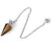 Pendentif Colliers 1pc pendule conique pierre naturelle pendules coniques couleur argent chaîne pendentifs en cristal pour la radiesthésie spirituelle Reiki bijoux